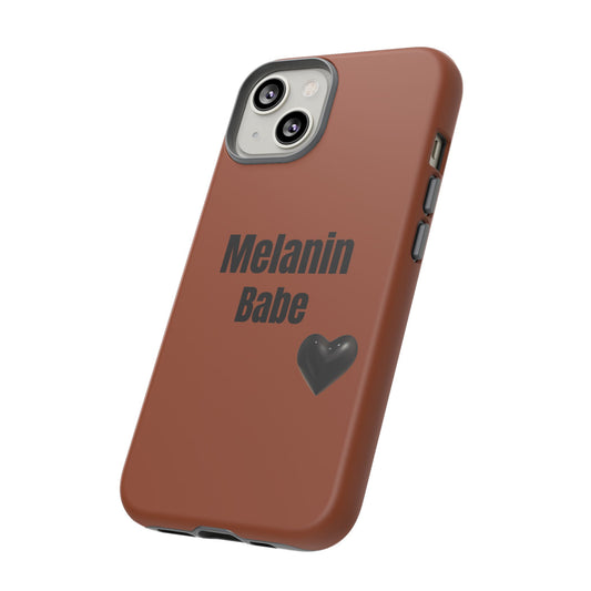 Melanin Babe Phone Case | Tough Case, Brown Background with Black Heart