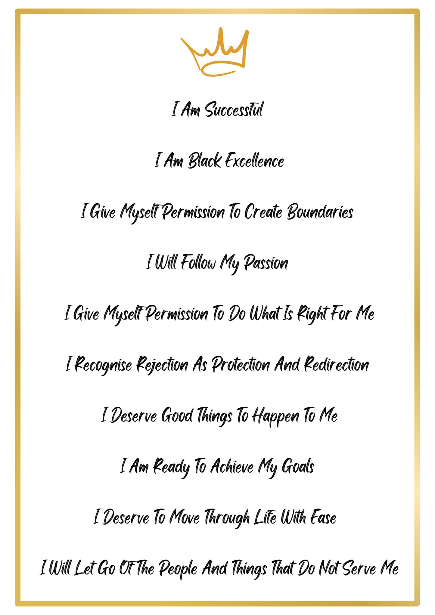 Affirmation print - Black Excellence gold crown