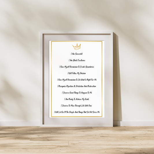 Affirmation print - Black Excellence gold crown