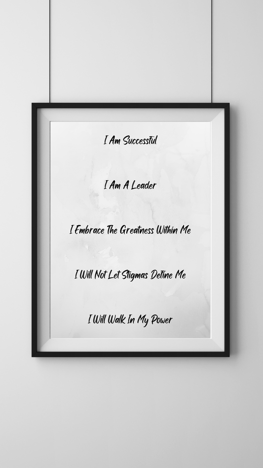 Affirmations print - Greyscale