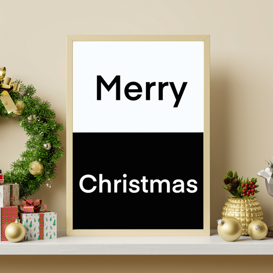Merry Christmas Split-Colour Wall Print