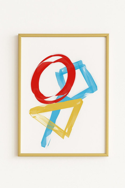 Art Print - Abstract 3 colour shapes