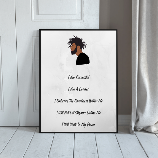 Affirmations print - Greyscale (with image)