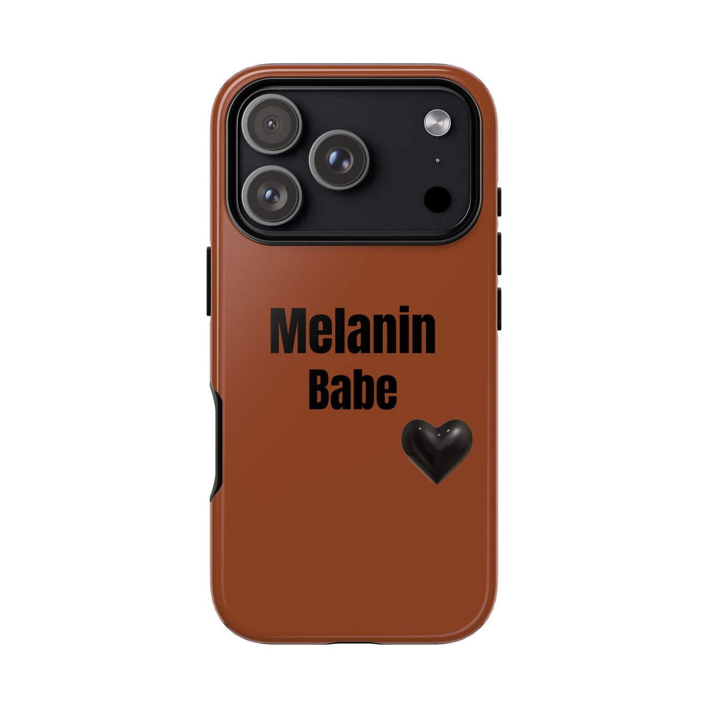 Melanin Babe Phone Case | Tough Case, Brown Background with Black Heart