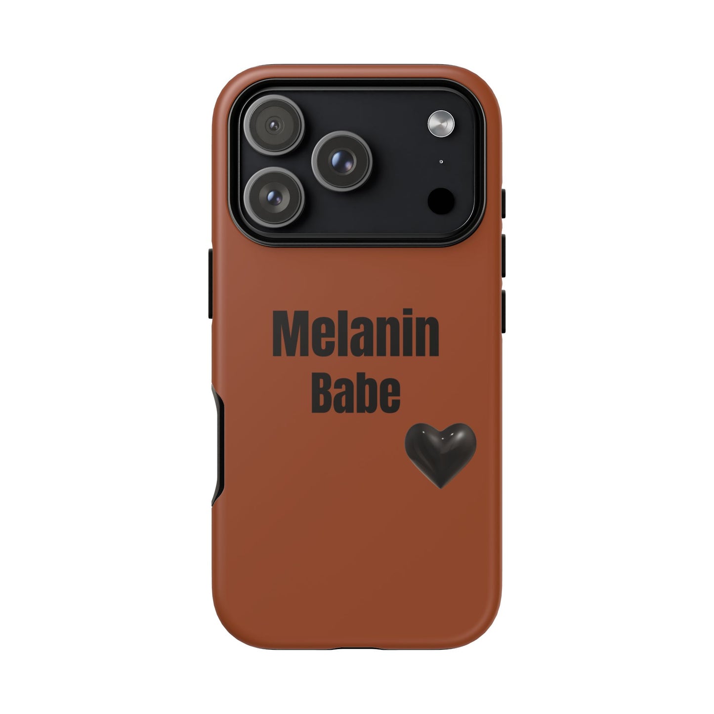 Melanin Babe Phone Case | Tough Case, Brown Background with Black Heart