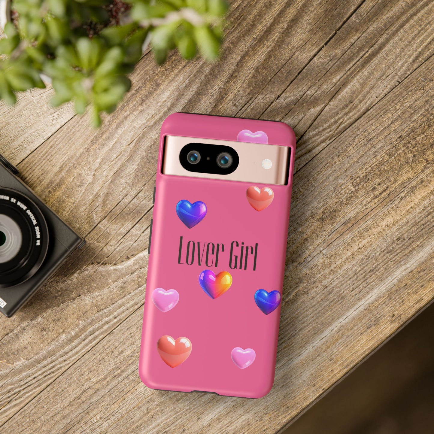 Lover Girl graphic Tough Cases | Phone Case, Pink, Blue, Peach Metallic Hearts