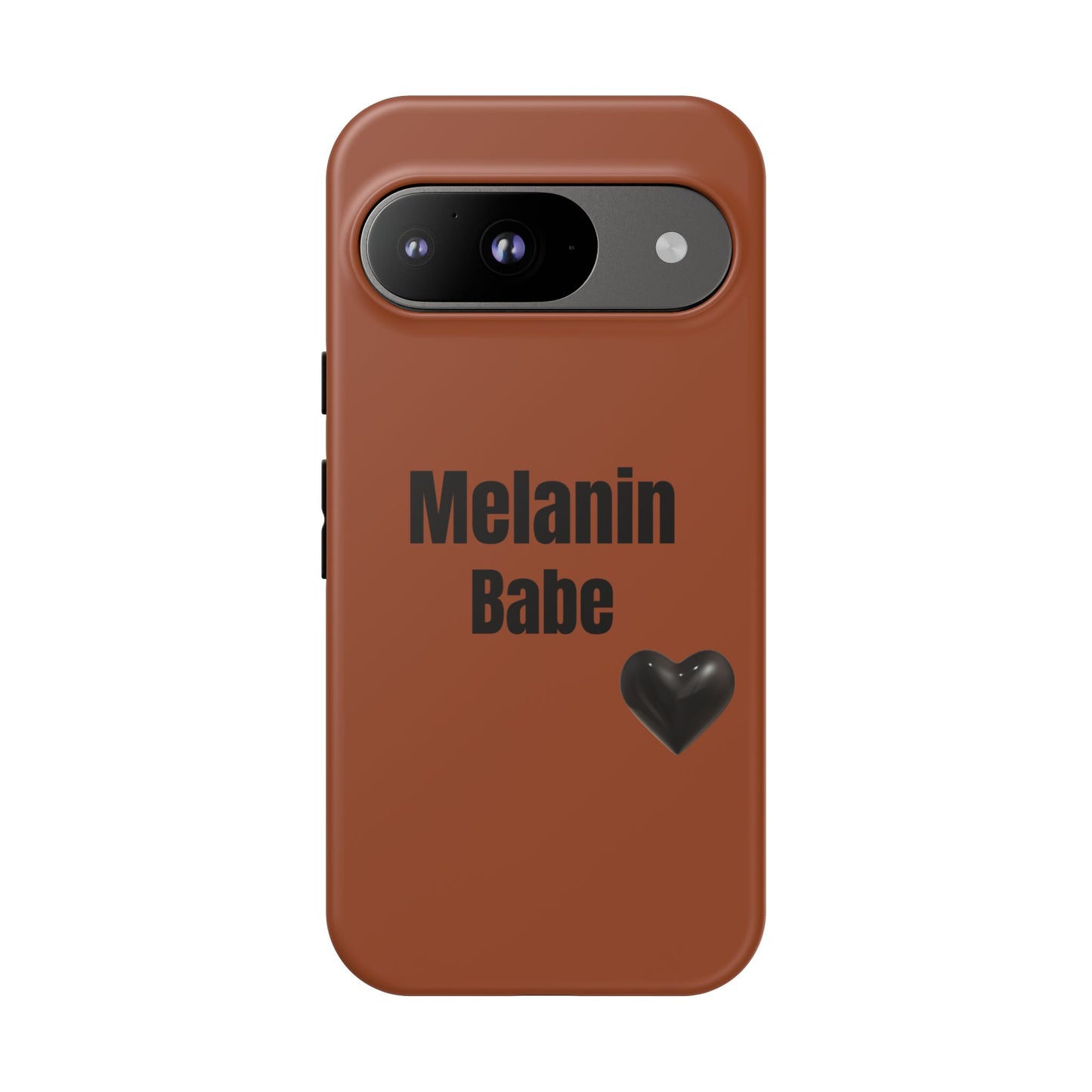 Melanin Babe Phone Case | Tough Case, Brown Background with Black Heart