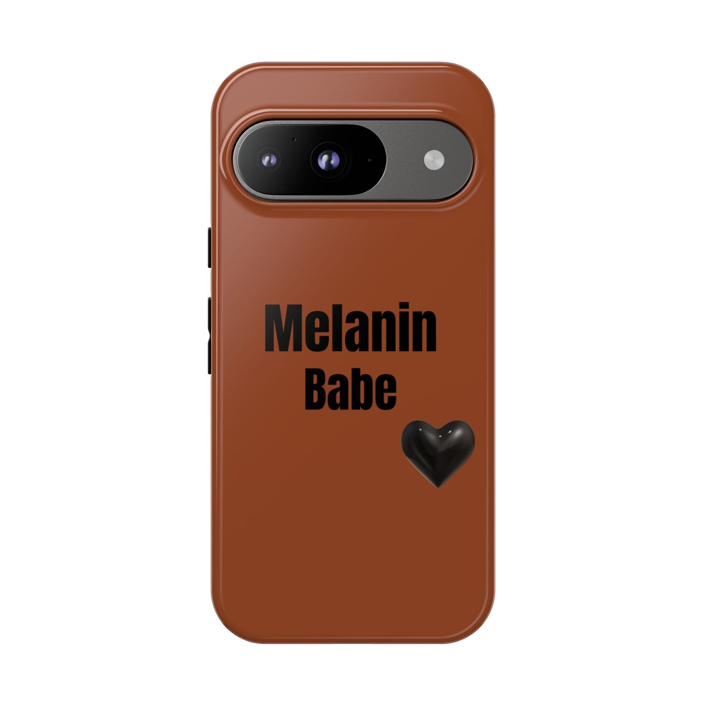 Melanin Babe Phone Case | Tough Case, Brown Background with Black Heart