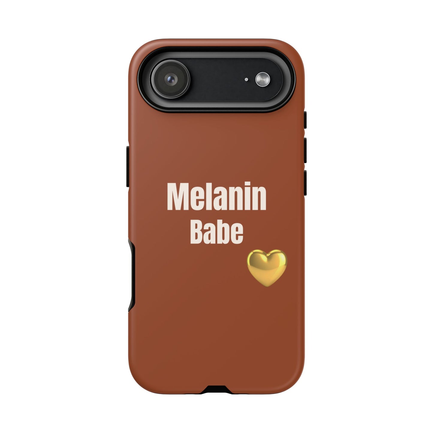 Melanin Babe Phone Case | Tough Case, Brown Background with Gold Heart