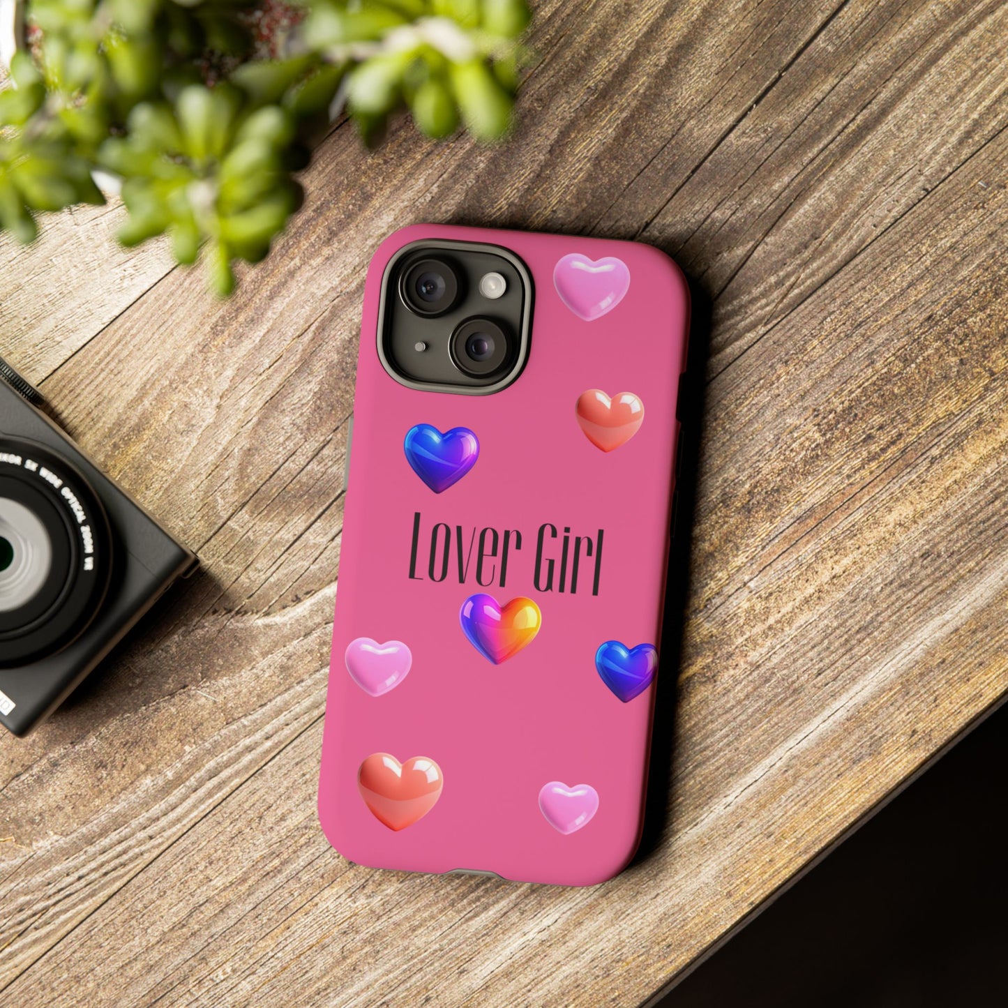 Lover Girl graphic Tough Cases | Phone Case, Pink, Blue, Peach Metallic Hearts