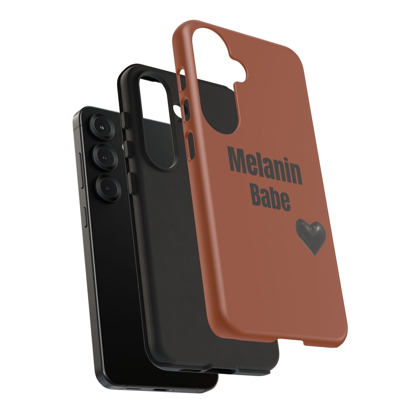 Melanin Babe Phone Case | Tough Case, Brown Background with Black Heart