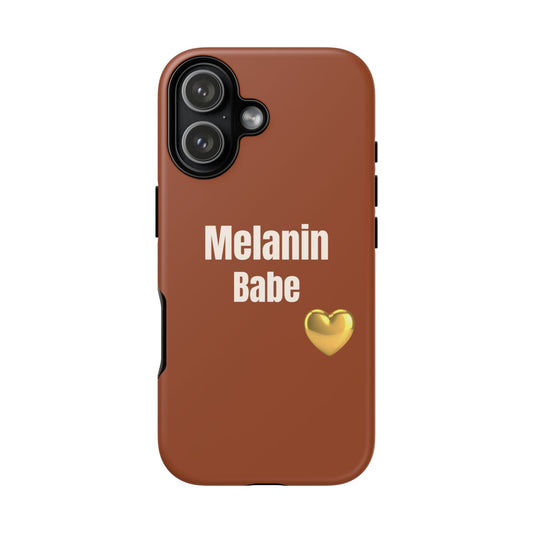 Melanin Babe Phone Case | Tough Case, Brown Background with Gold Heart