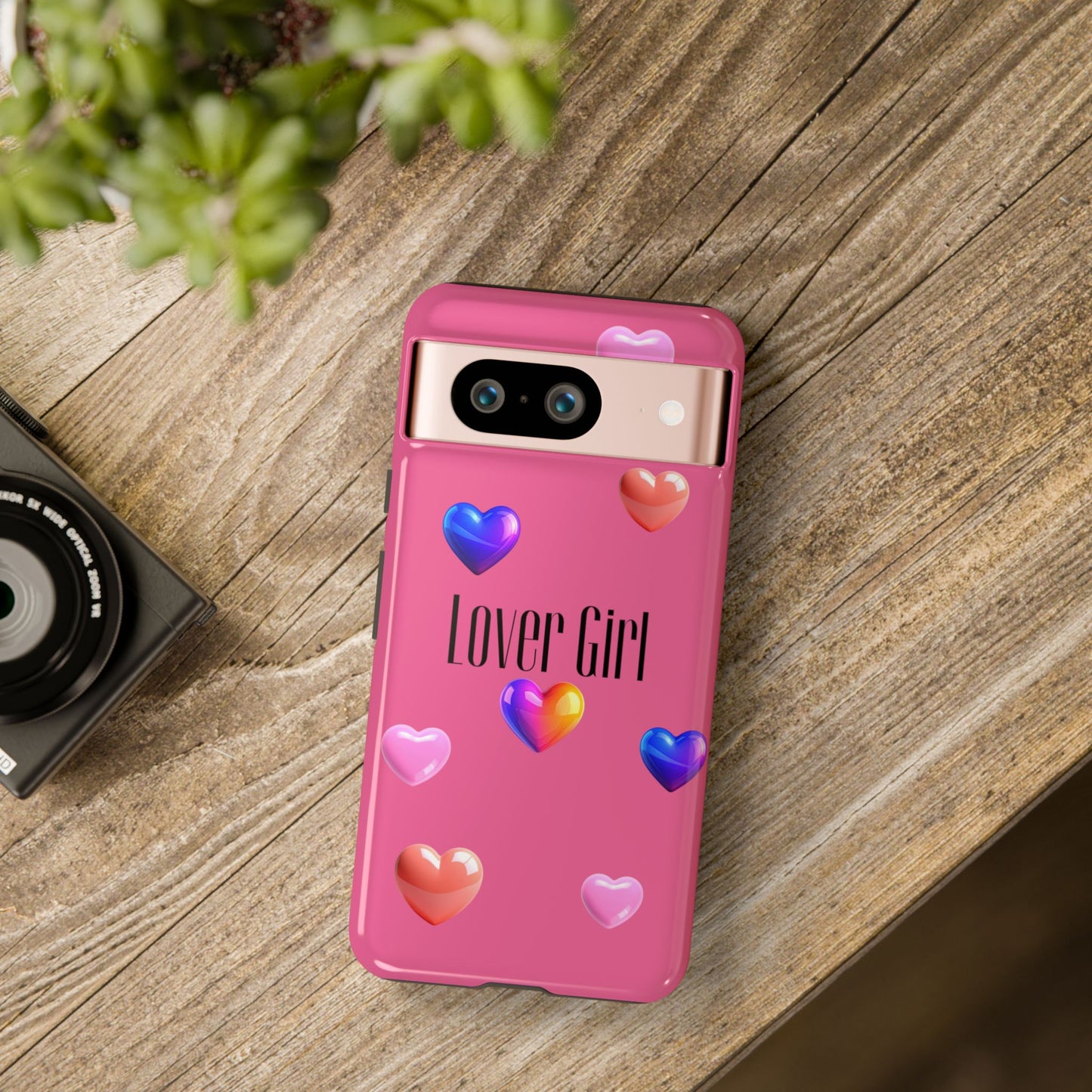 Lover Girl graphic Tough Cases | Phone Case, Pink, Blue, Peach Metallic Hearts