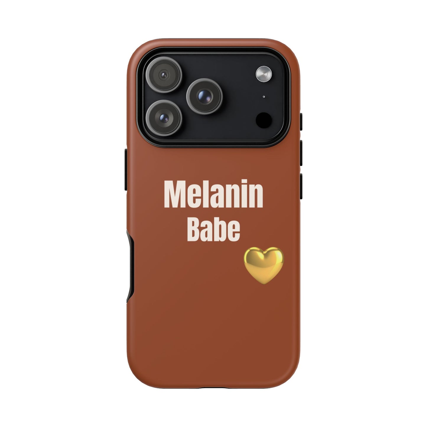 Melanin Babe Phone Case | Tough Case, Brown Background with Gold Heart
