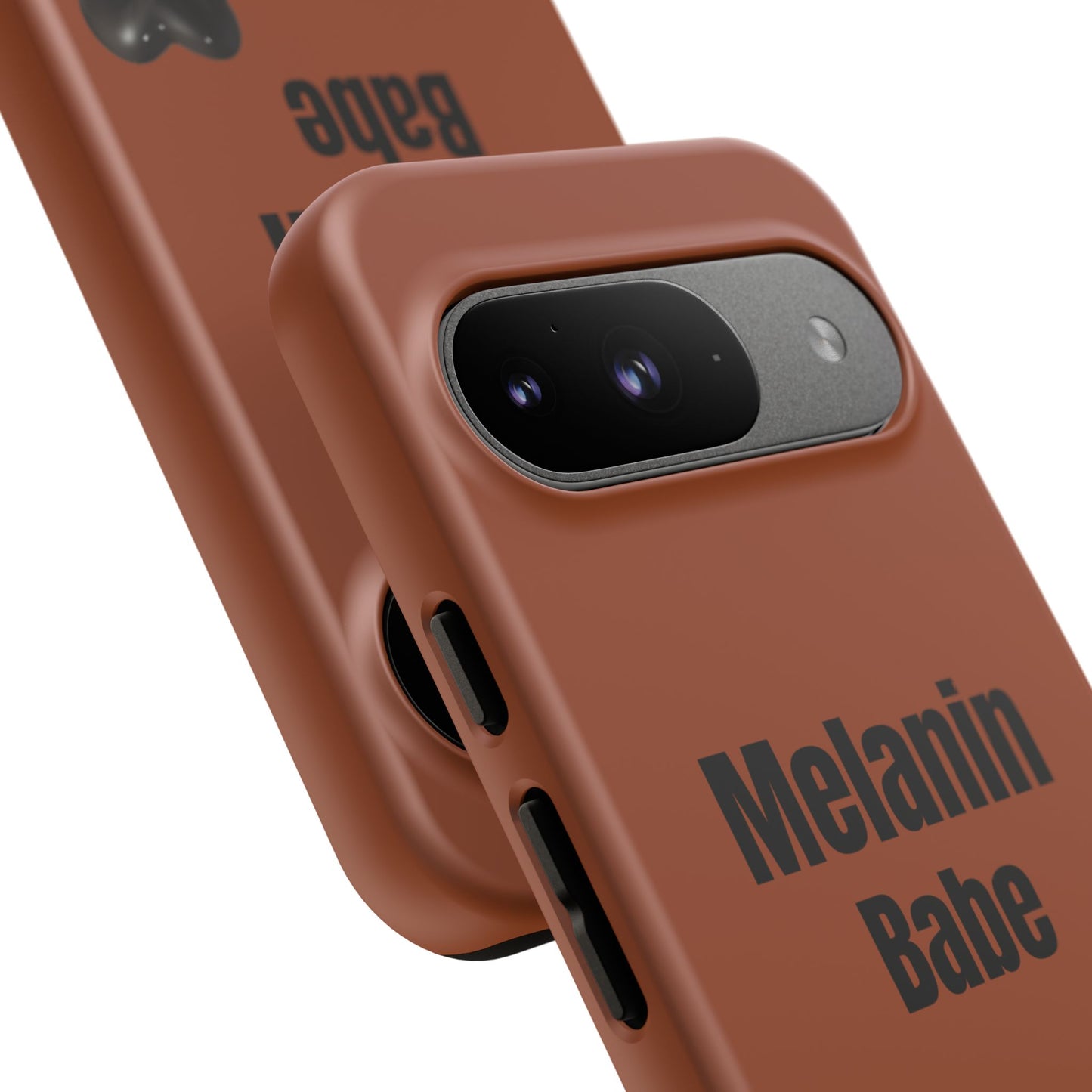 Melanin Babe Phone Case | Tough Case, Brown Background with Black Heart