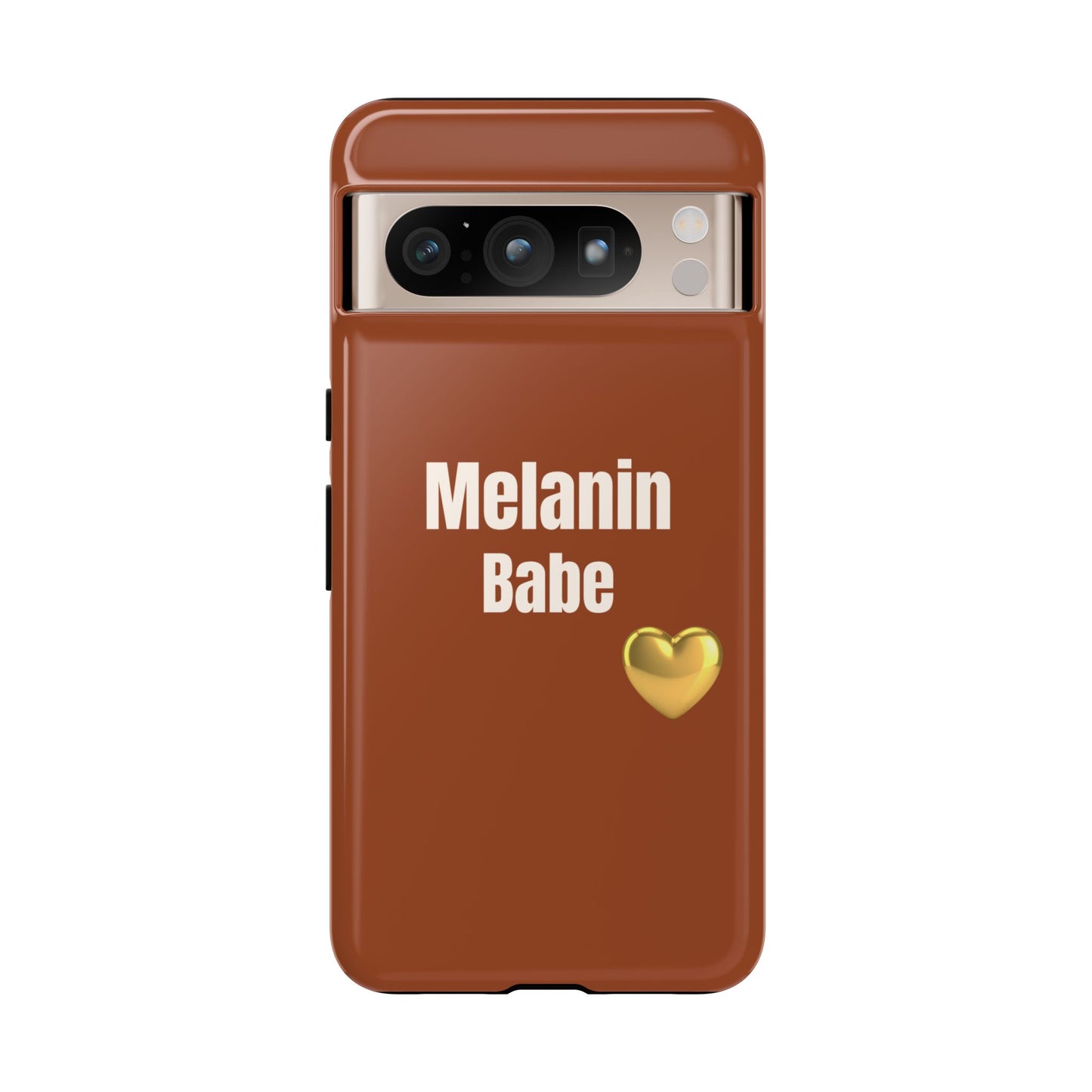 Melanin Babe Phone Case | Tough Case, Brown Background with Gold Heart