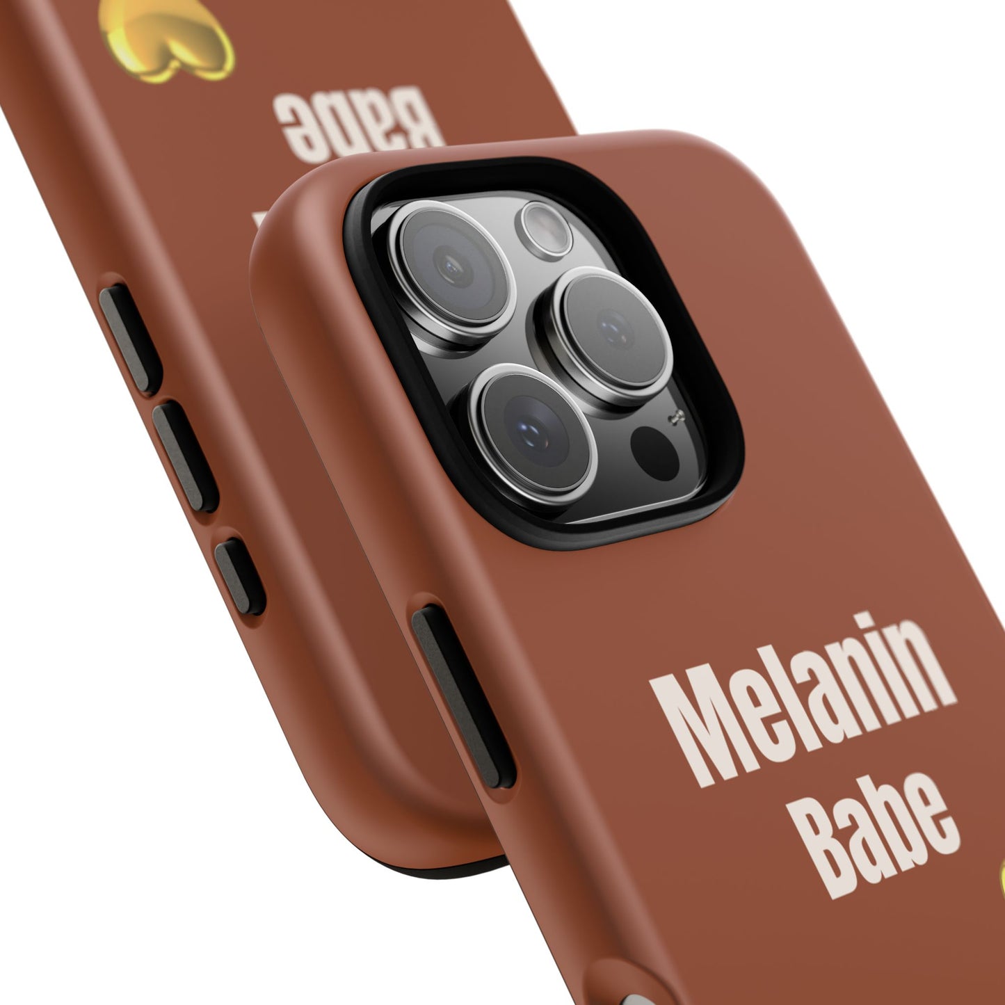 Melanin Babe Phone Case | Tough Case, Brown Background with Gold Heart