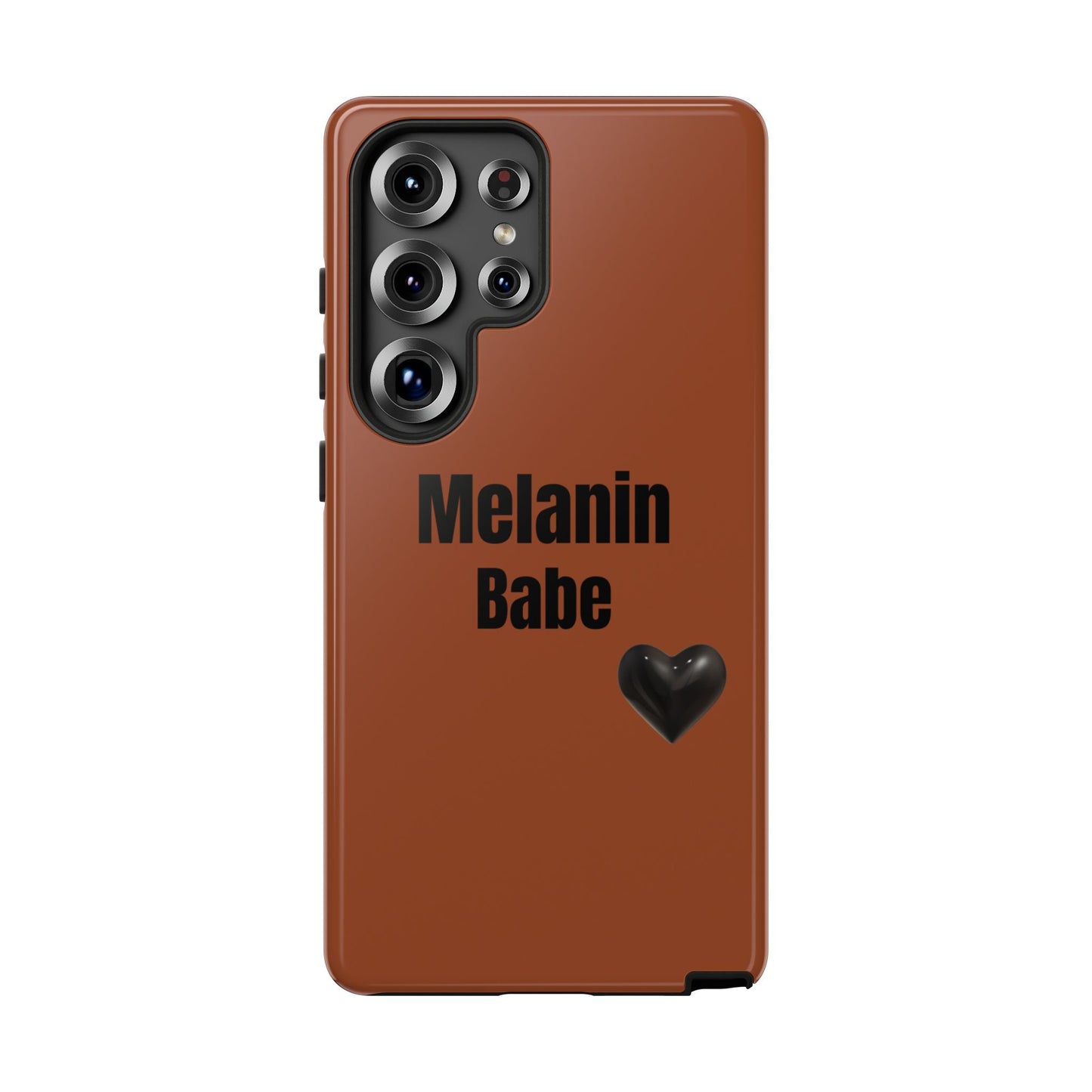 Melanin Babe Phone Case | Tough Case, Brown Background with Black Heart