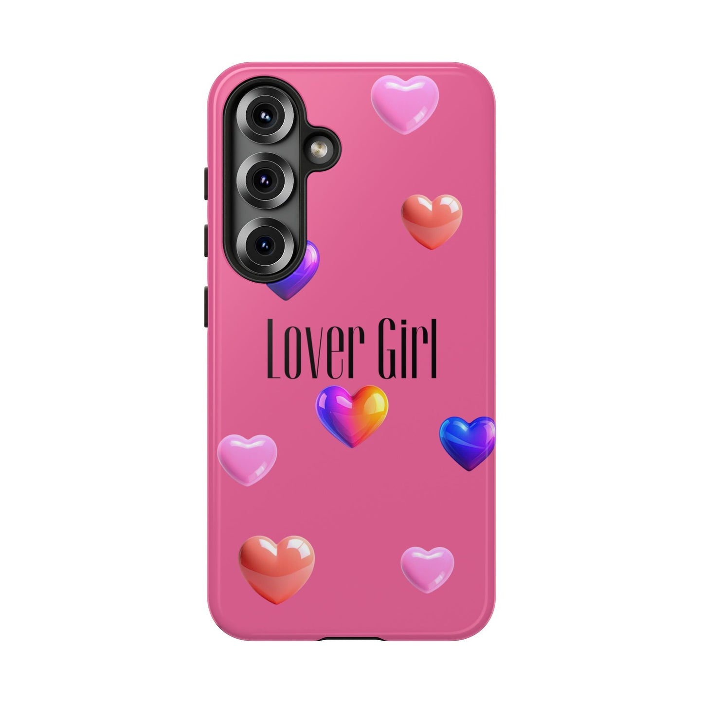 Lover Girl graphic Tough Cases | Phone Case, Pink, Blue, Peach Metallic Hearts