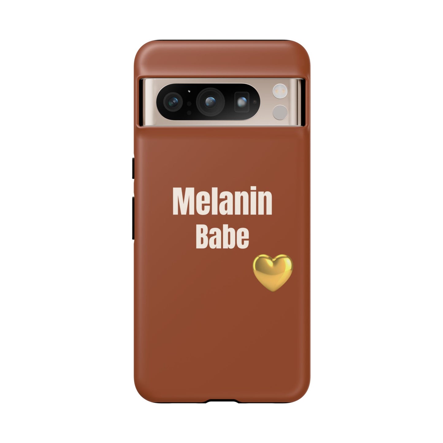 Melanin Babe Phone Case | Tough Case, Brown Background with Gold Heart