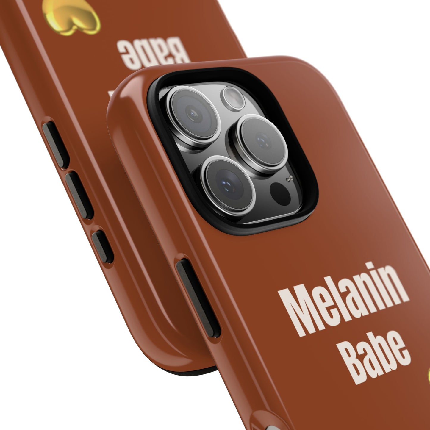 Melanin Babe Phone Case | Tough Case, Brown Background with Gold Heart