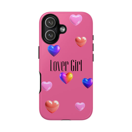 Lover Girl graphic Tough Cases | Phone Case, Pink, Blue, Peach Metallic Hearts