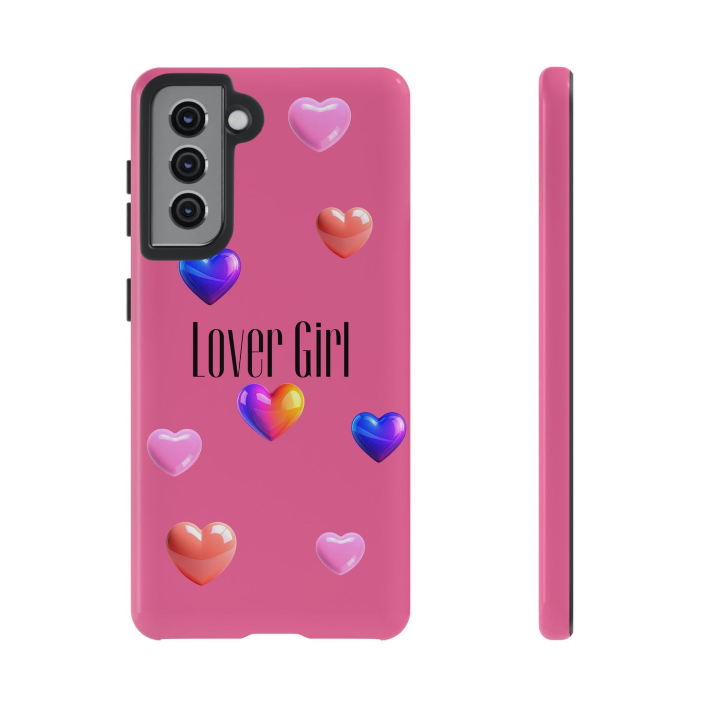 Lover Girl graphic Tough Cases | Phone Case, Pink, Blue, Peach Metallic Hearts