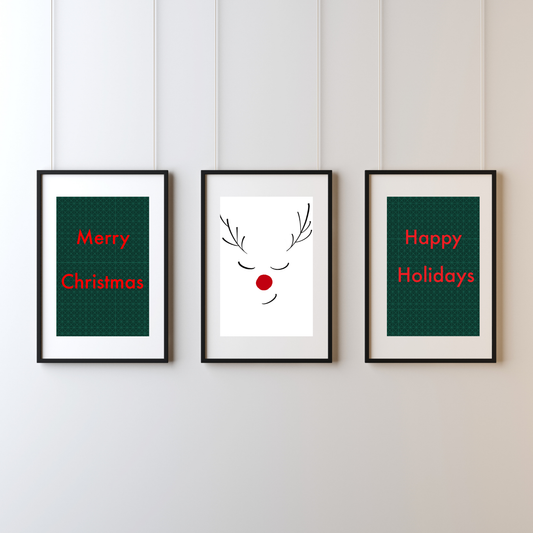Happy Holidays Geometric Wall Print
