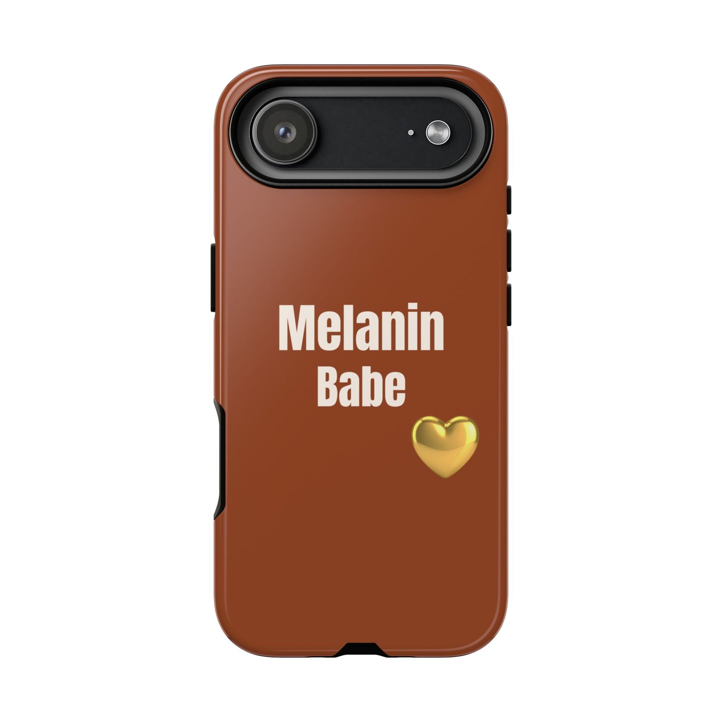 Melanin Babe Phone Case | Tough Case, Brown Background with Gold Heart