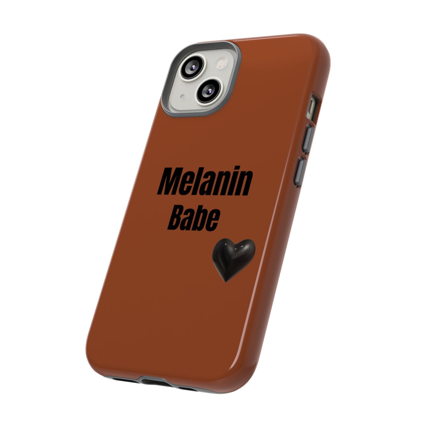 Melanin Babe Phone Case | Tough Case, Brown Background with Black Heart