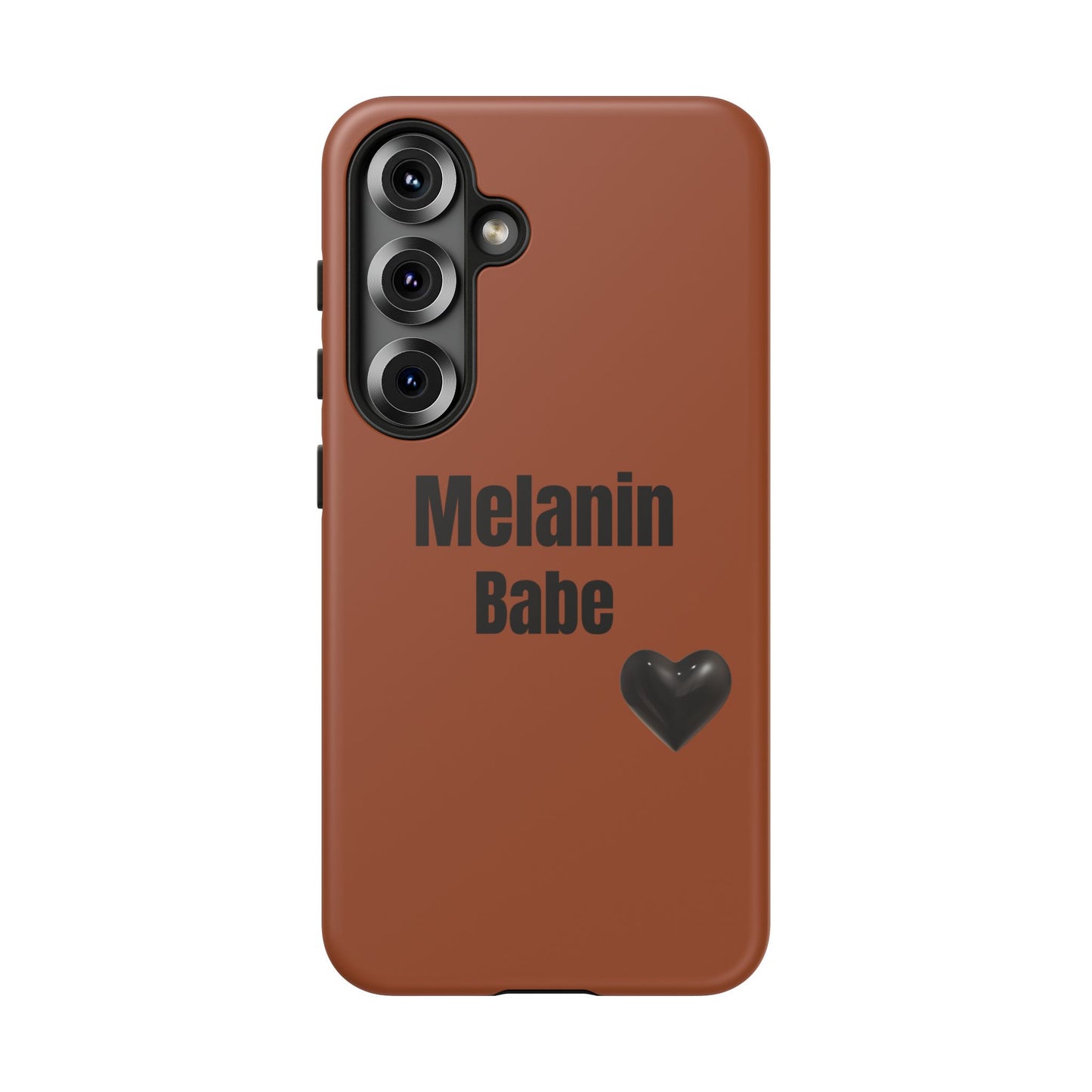 Melanin Babe Phone Case | Tough Case, Brown Background with Black Heart