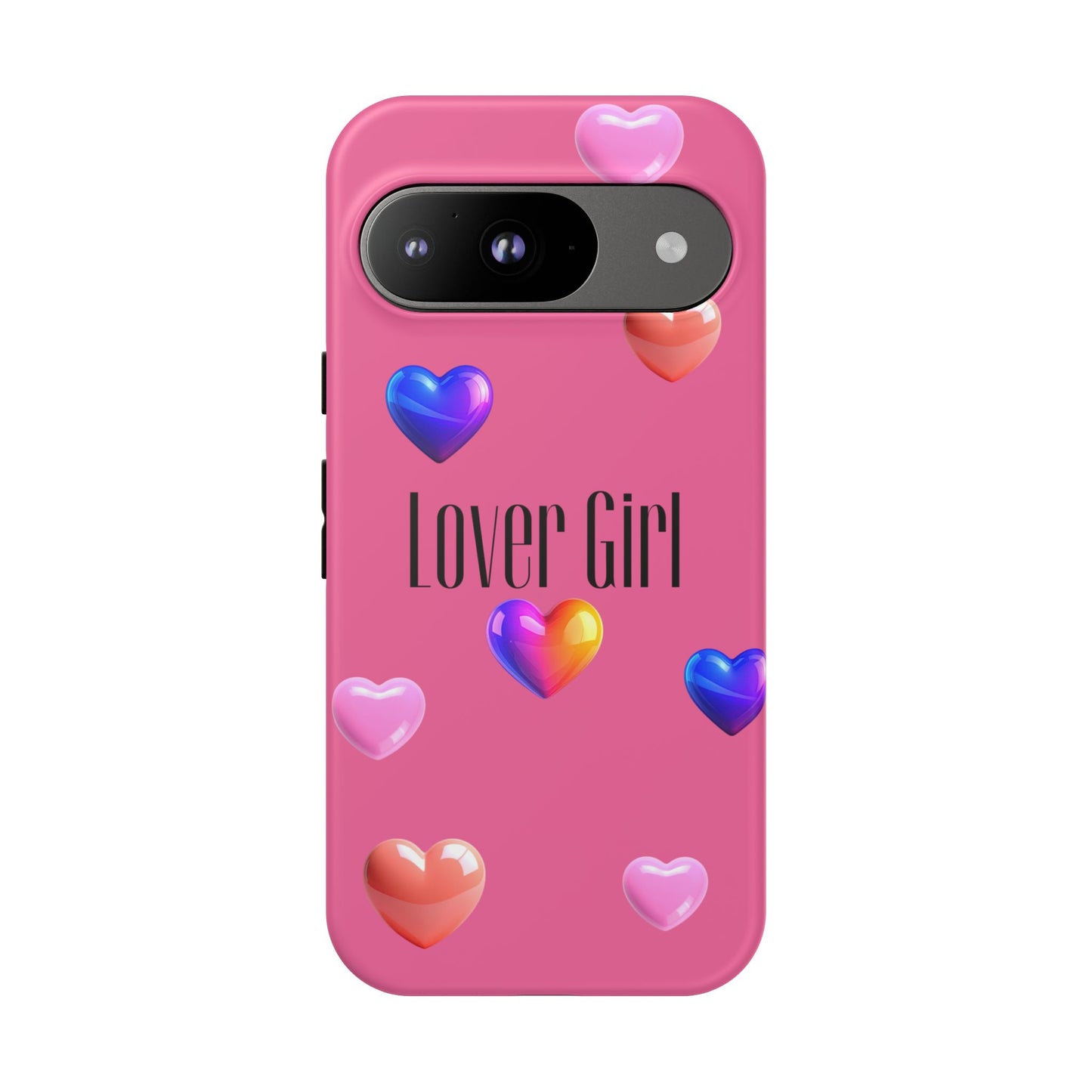 Lover Girl graphic Tough Cases | Phone Case, Pink, Blue, Peach Metallic Hearts