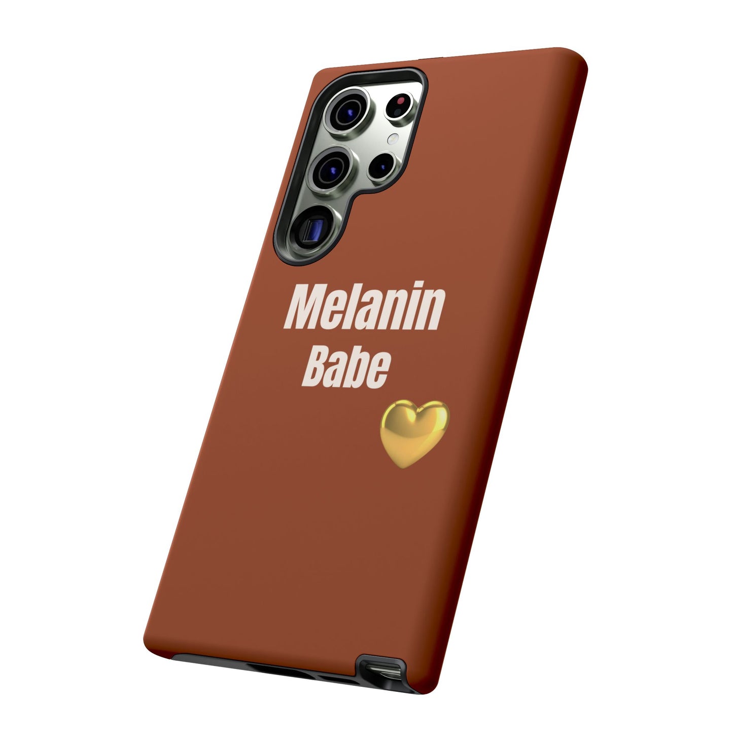 Melanin Babe Phone Case | Tough Case, Brown Background with Gold Heart