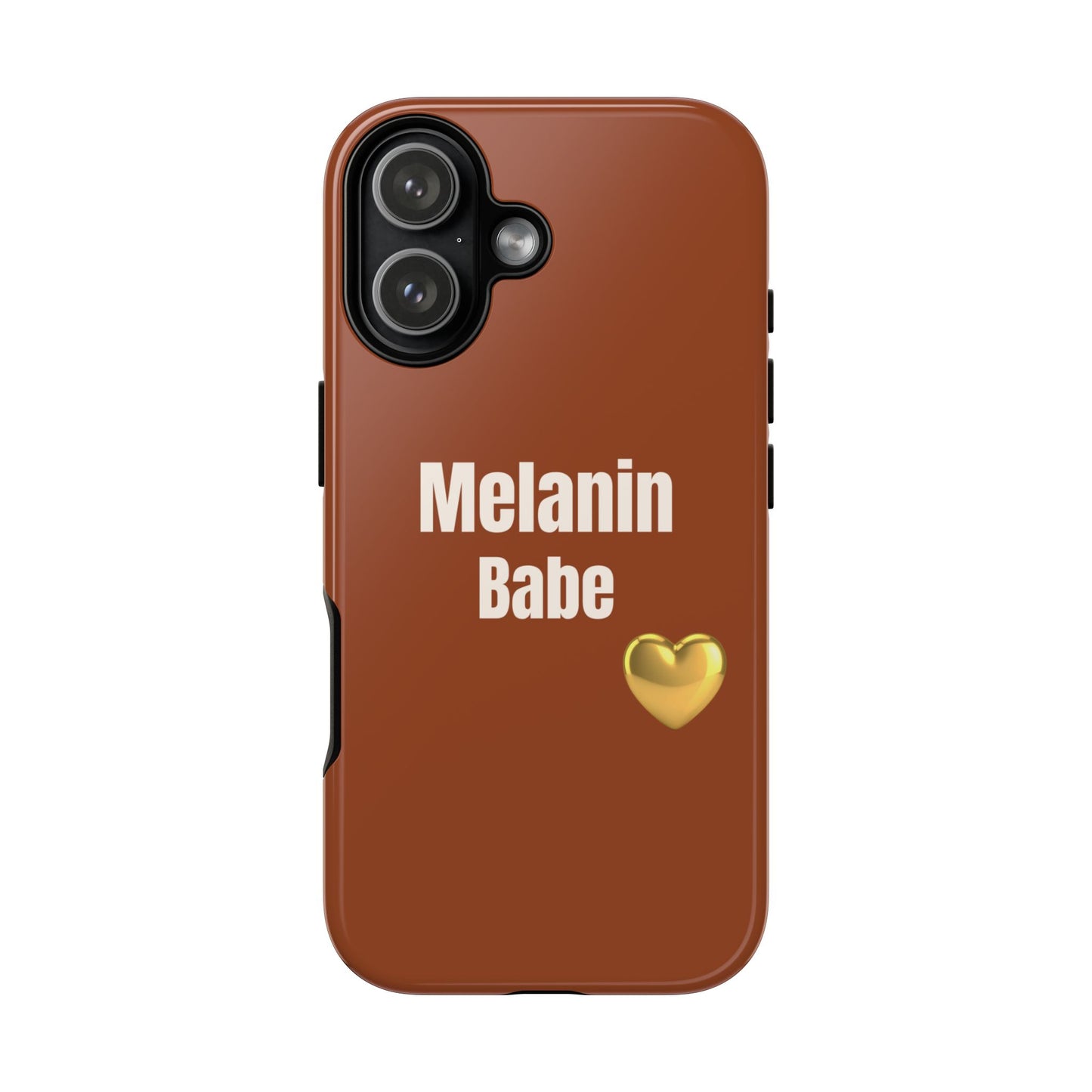 Melanin Babe Phone Case | Tough Case, Brown Background with Gold Heart