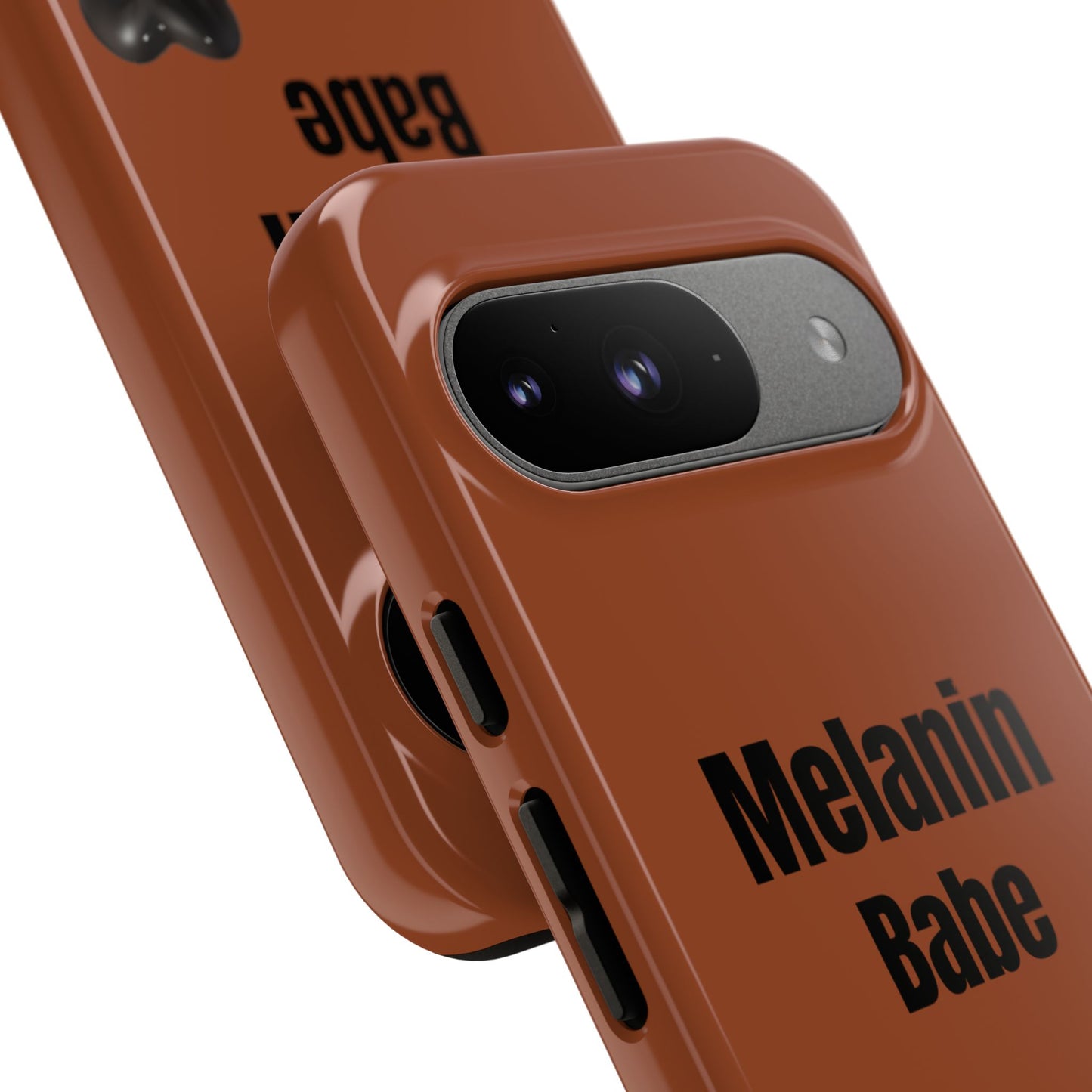 Melanin Babe Phone Case | Tough Case, Brown Background with Black Heart
