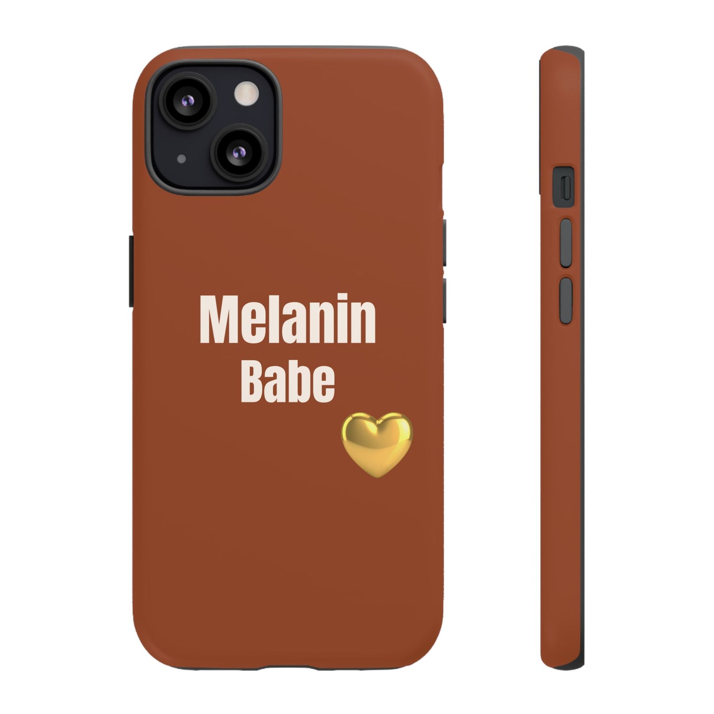 Melanin Babe Phone Case | Tough Case, Brown Background with Gold Heart