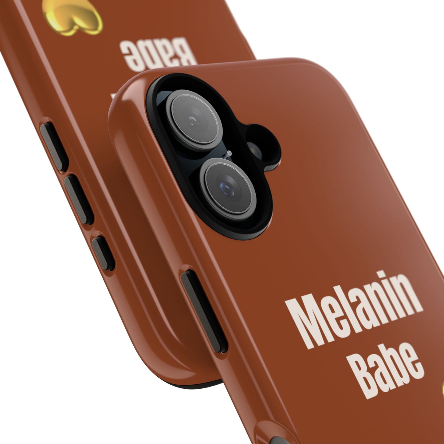 Melanin Babe Phone Case | Tough Case, Brown Background with Gold Heart