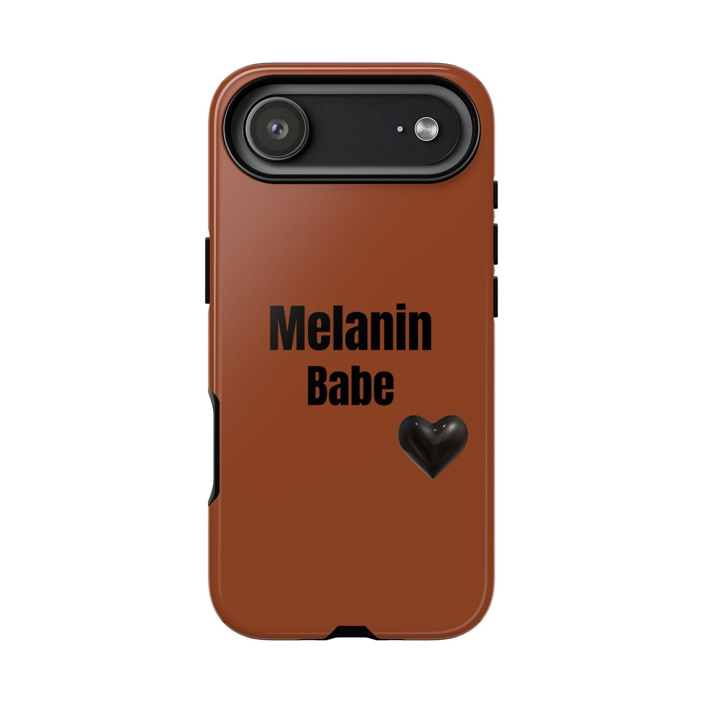 Melanin Babe Phone Case | Tough Case, Brown Background with Black Heart
