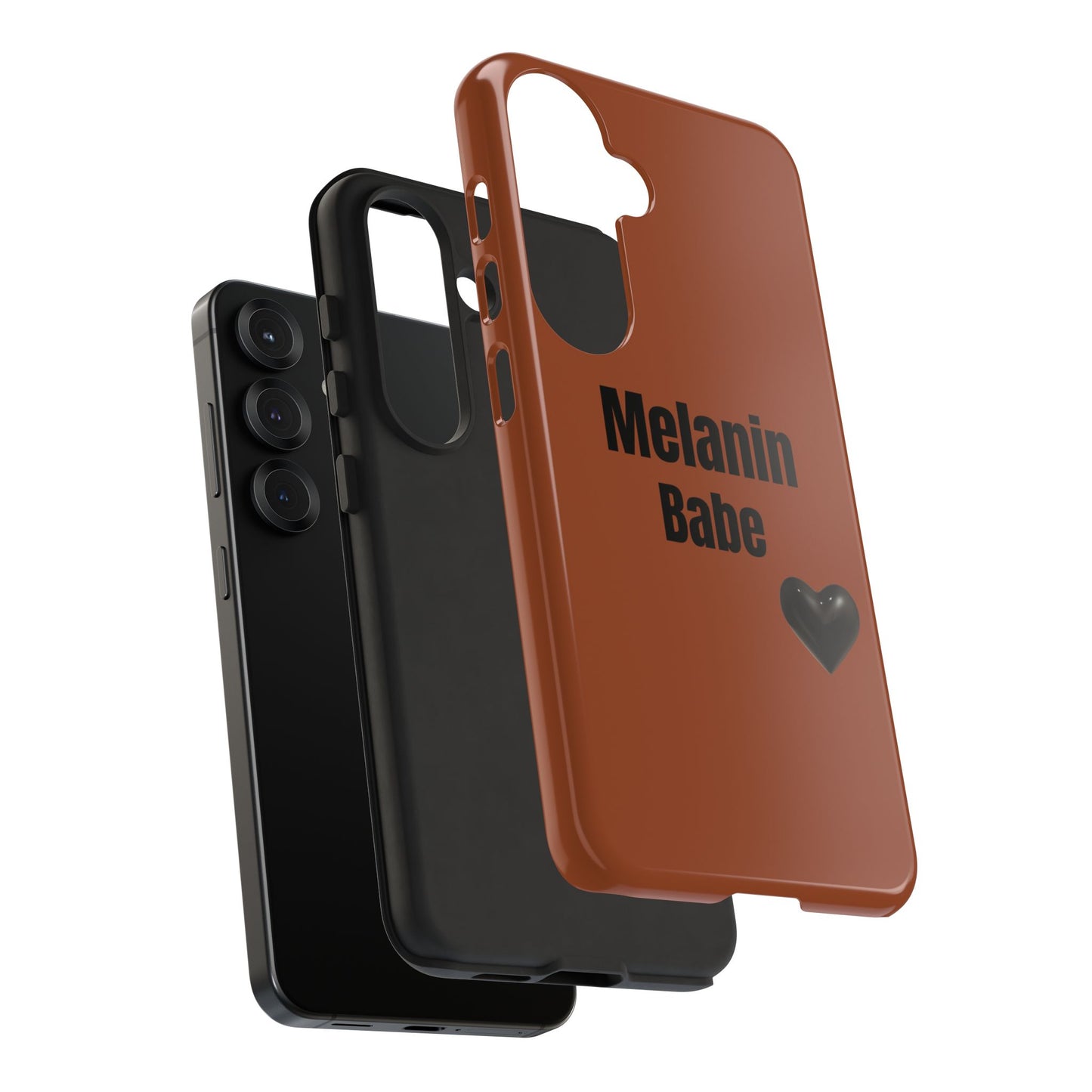 Melanin Babe Phone Case | Tough Case, Brown Background with Black Heart