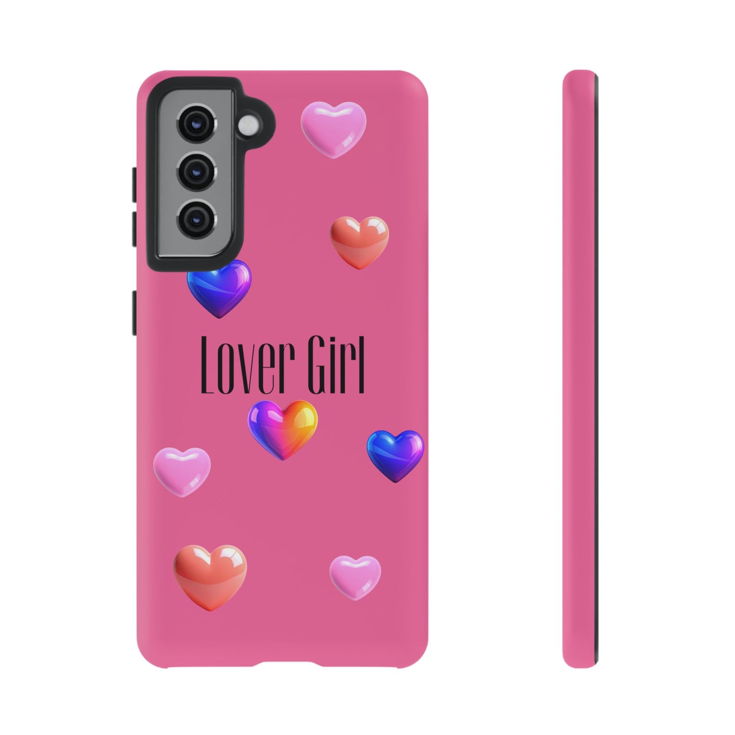 Lover Girl graphic Tough Cases | Phone Case, Pink, Blue, Peach Metallic Hearts