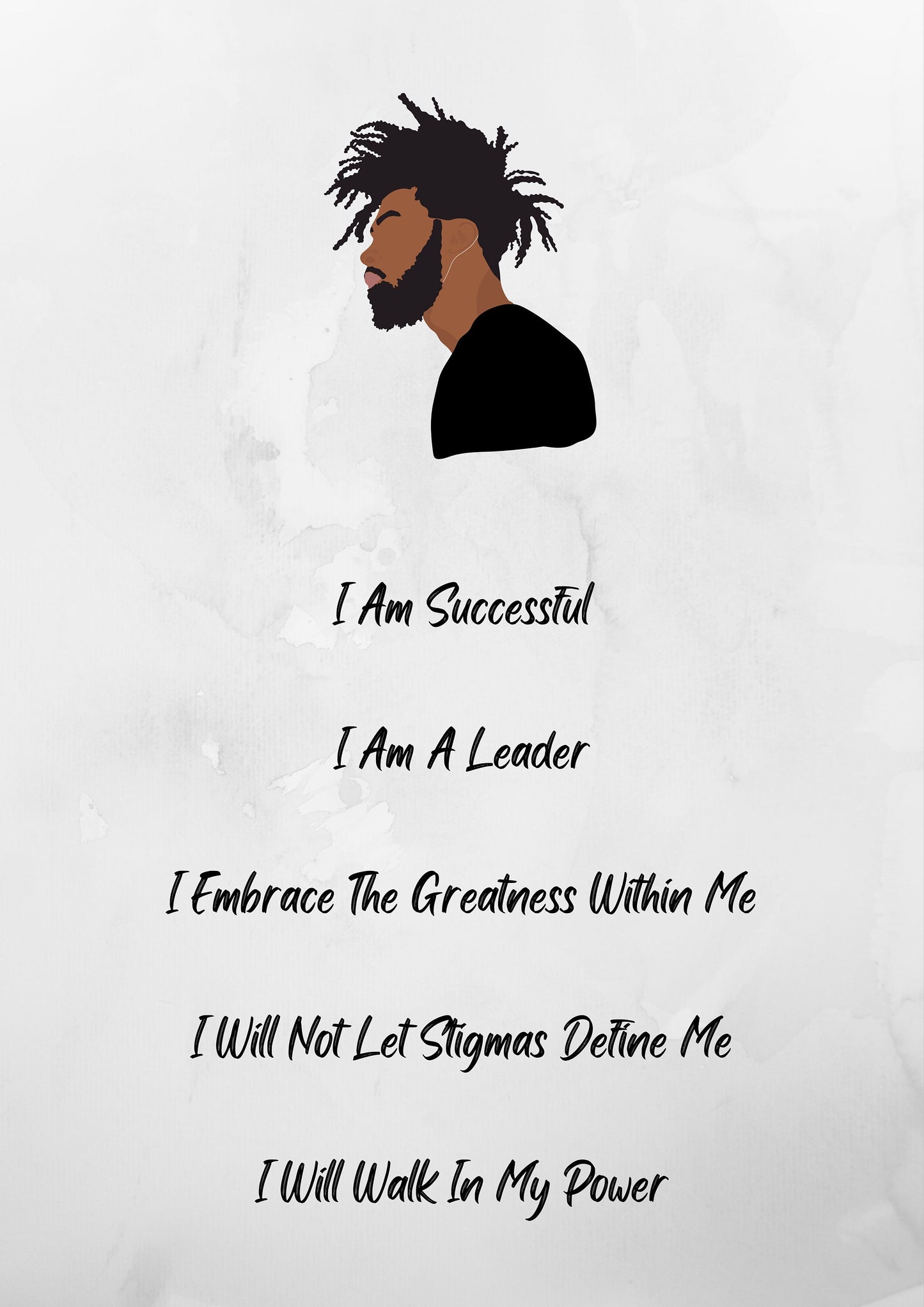 Affirmations print - Greyscale (with image)