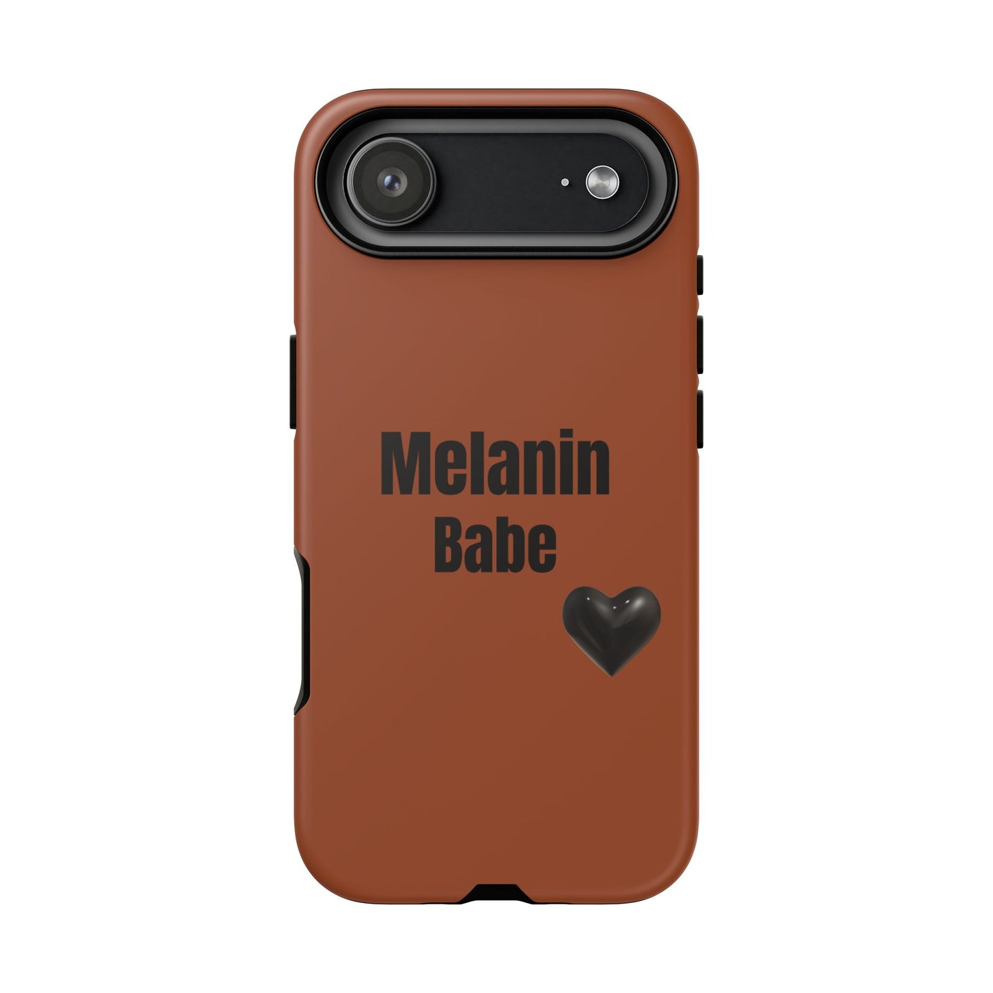 Melanin Babe Phone Case | Tough Case, Brown Background with Black Heart