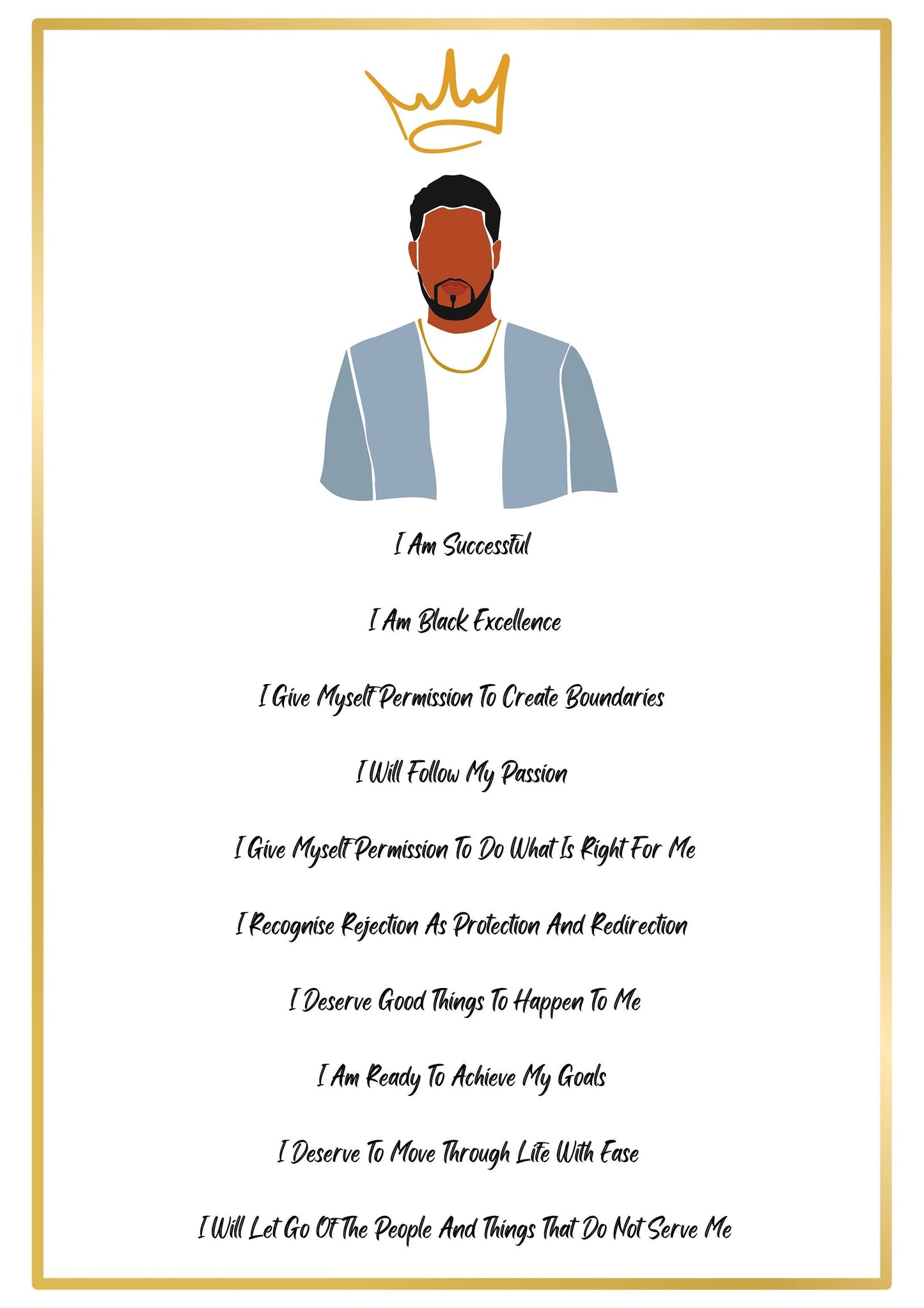 Affirmations print - Black excellence (with image)