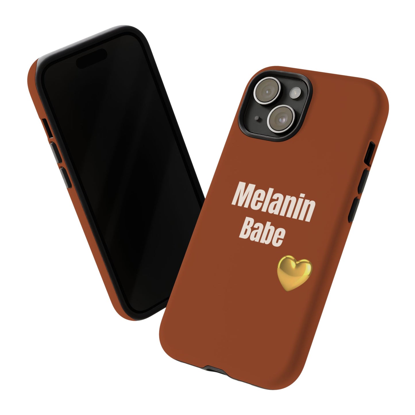 Melanin Babe Phone Case | Tough Case, Brown Background with Gold Heart