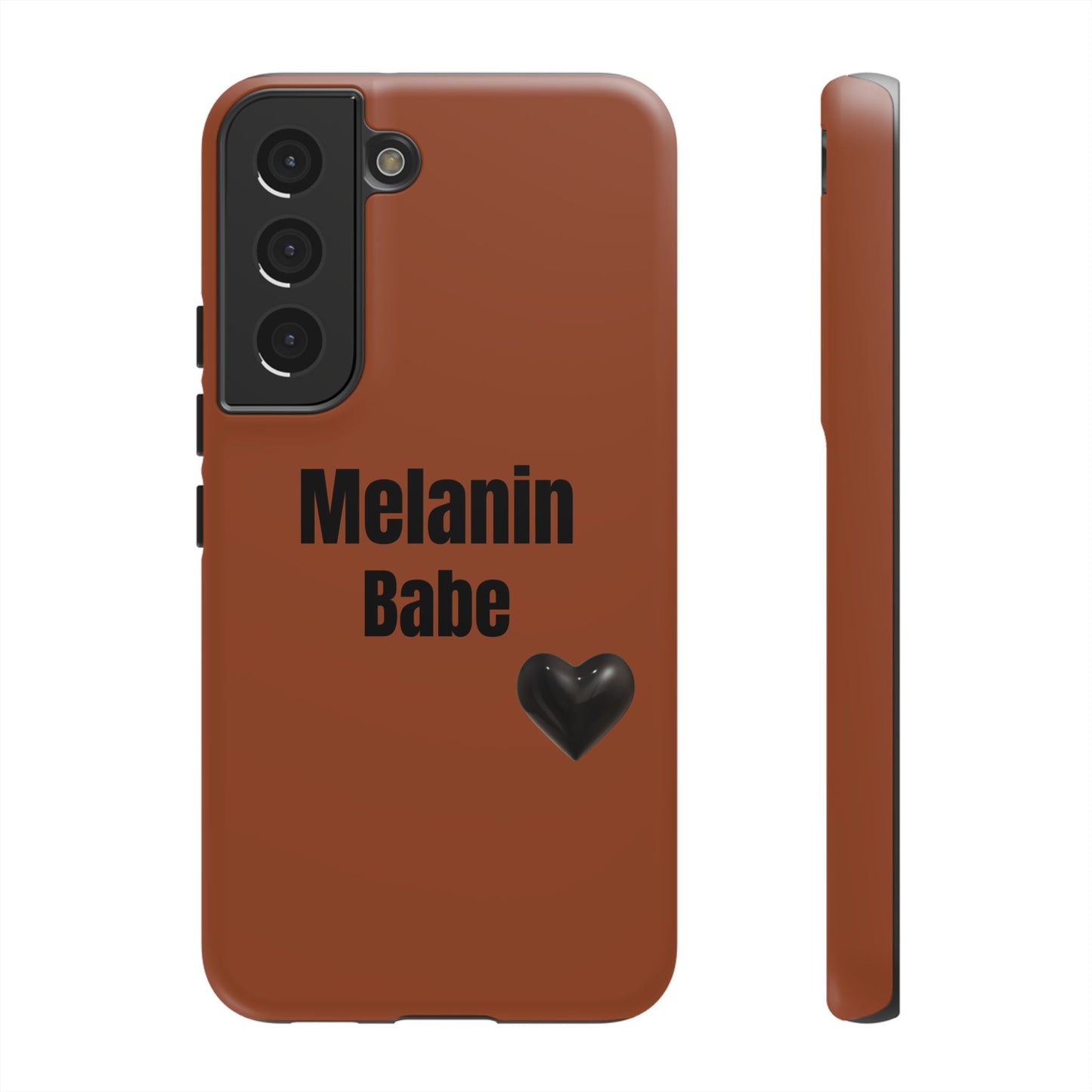 Melanin Babe Phone Case | Tough Case, Brown Background with Black Heart