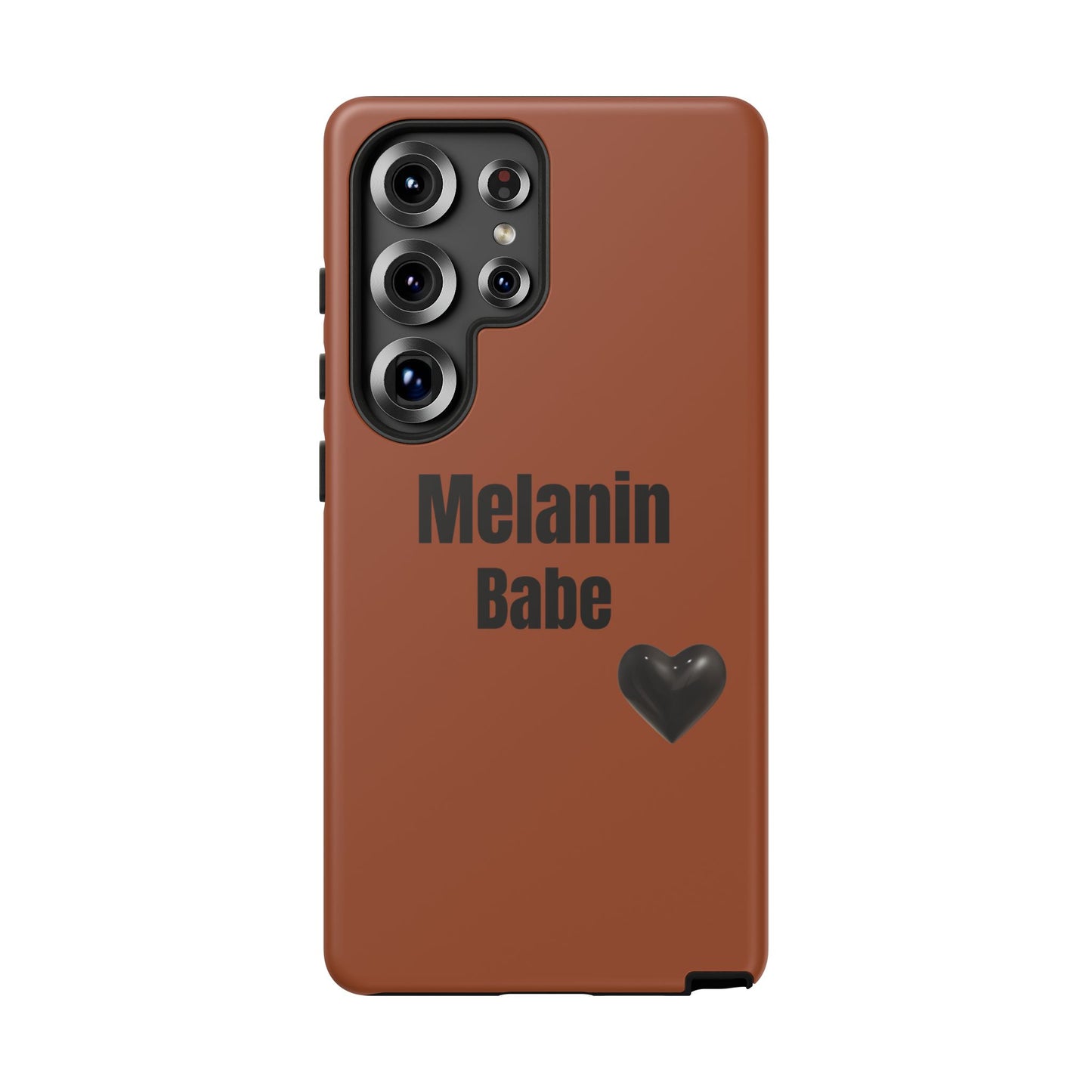 Melanin Babe Phone Case | Tough Case, Brown Background with Black Heart