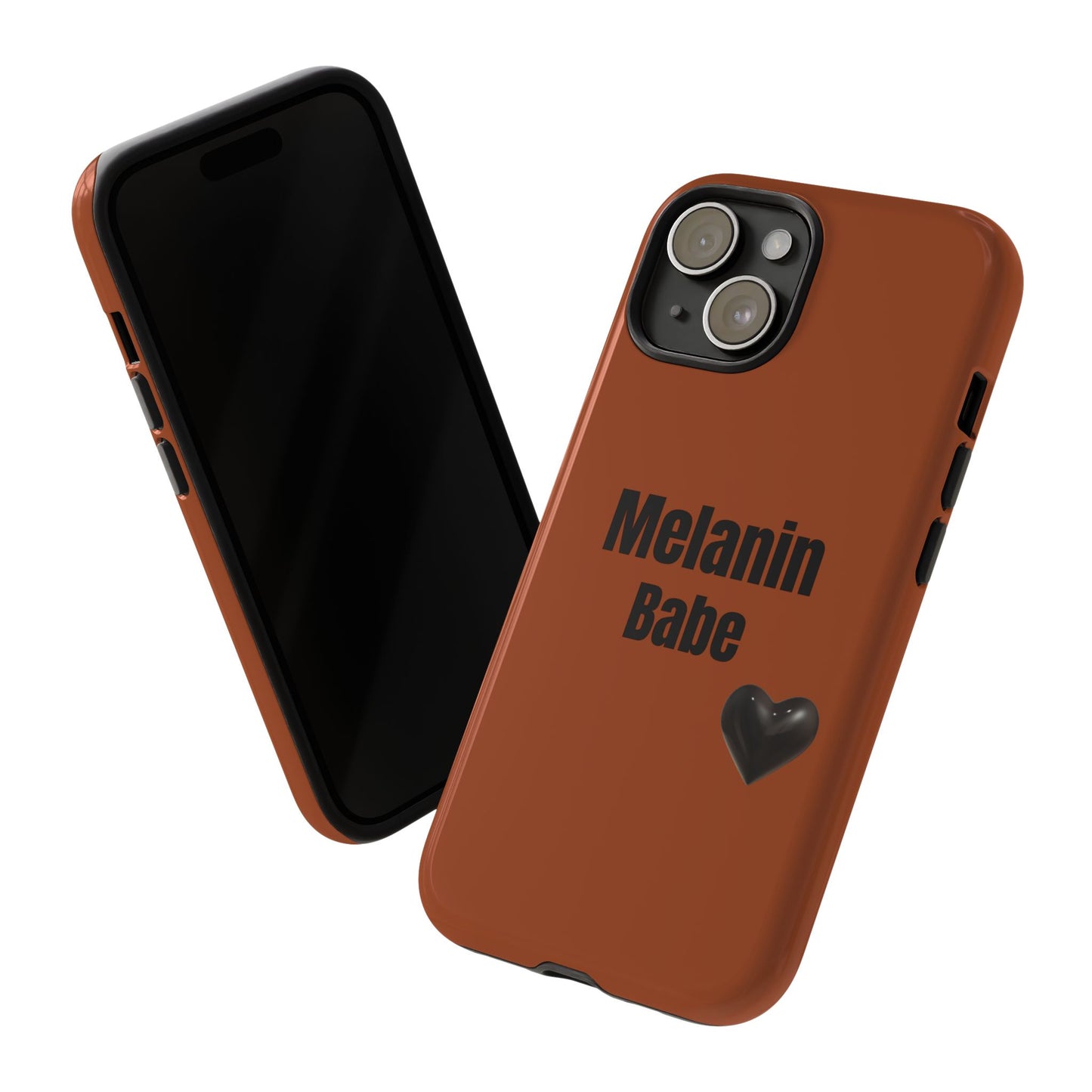 Melanin Babe Phone Case | Tough Case, Brown Background with Black Heart