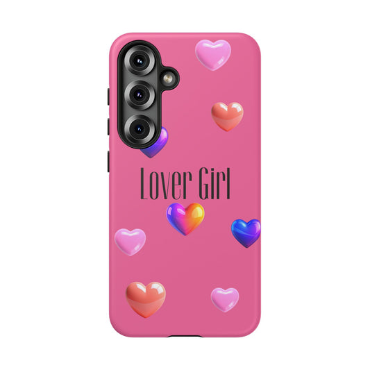 Lover Girl graphic Tough Cases | Phone Case, Pink, Blue, Peach Metallic Hearts