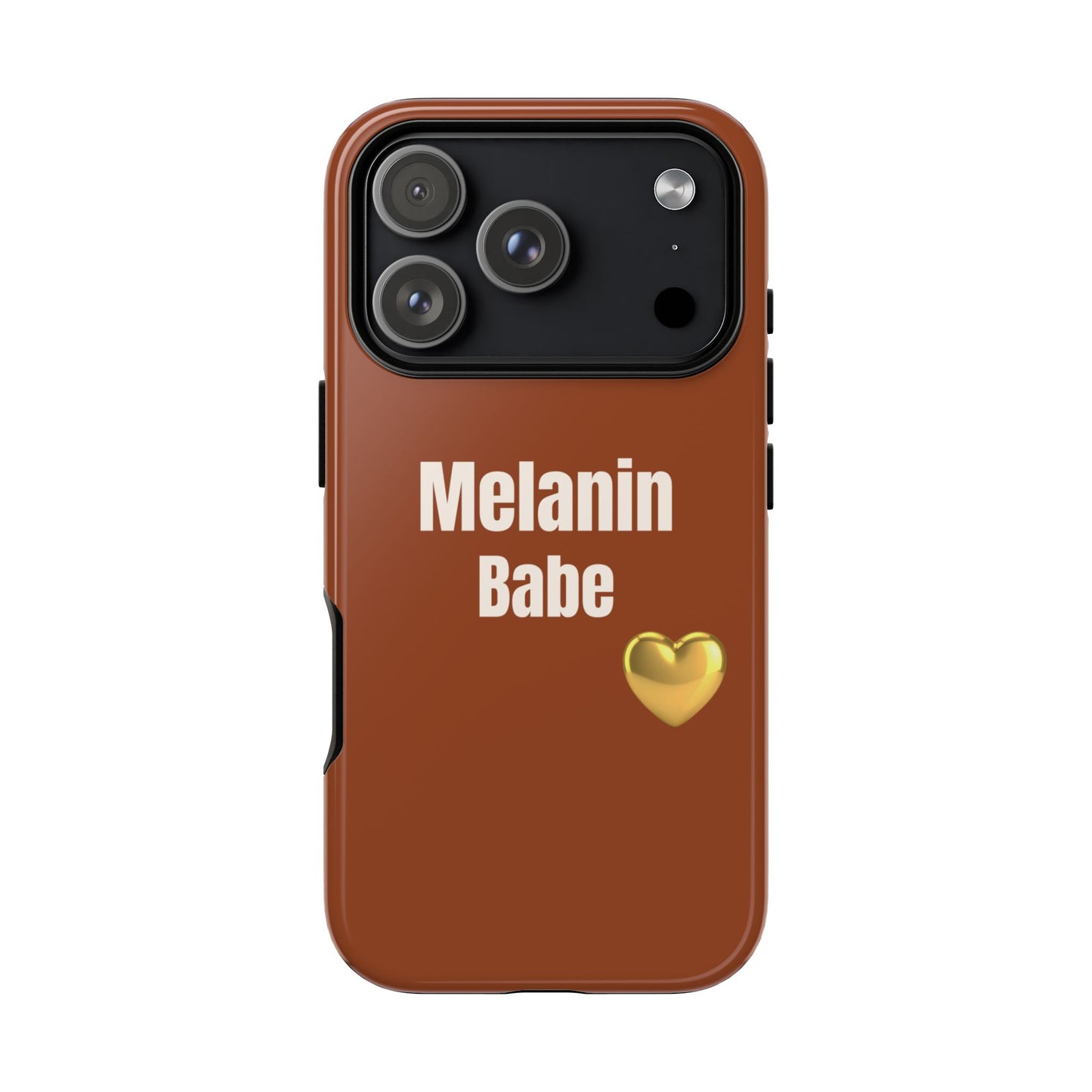 Melanin Babe Phone Case | Tough Case, Brown Background with Gold Heart