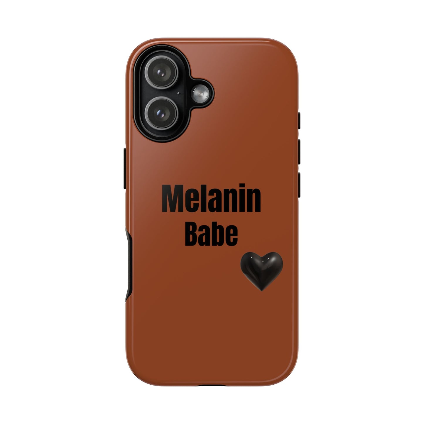 Melanin Babe Phone Case | Tough Case, Brown Background with Black Heart